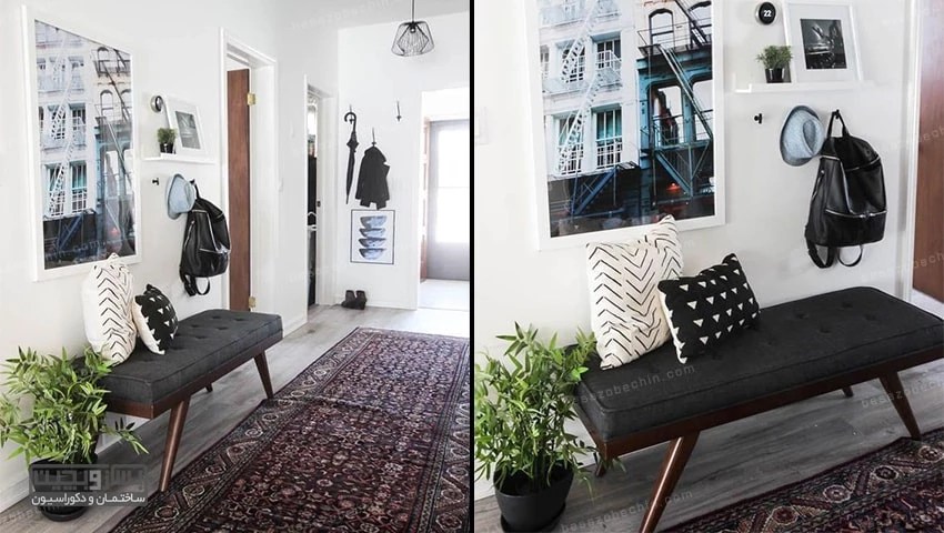 استفاده از نیمکت و صندلی برای راهروی ورودی منزل