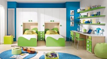 کمد دیواری اتاق کودک با تخت، ترکیب برنده برای فضای کوچک