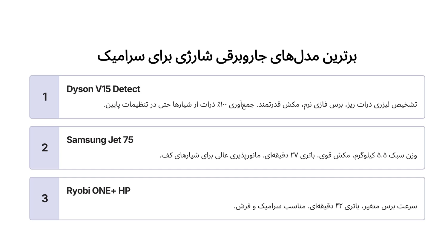 برترین مدلهای جاروبرقی شارژی برای سرامیک
