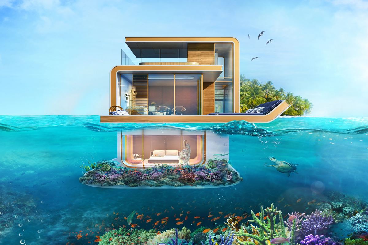 خانه‌های شناور دبی در سال 2025؛ معماری زیر آب، امکانات، انواع مدل‌ها و آینده این پروژه‌ها