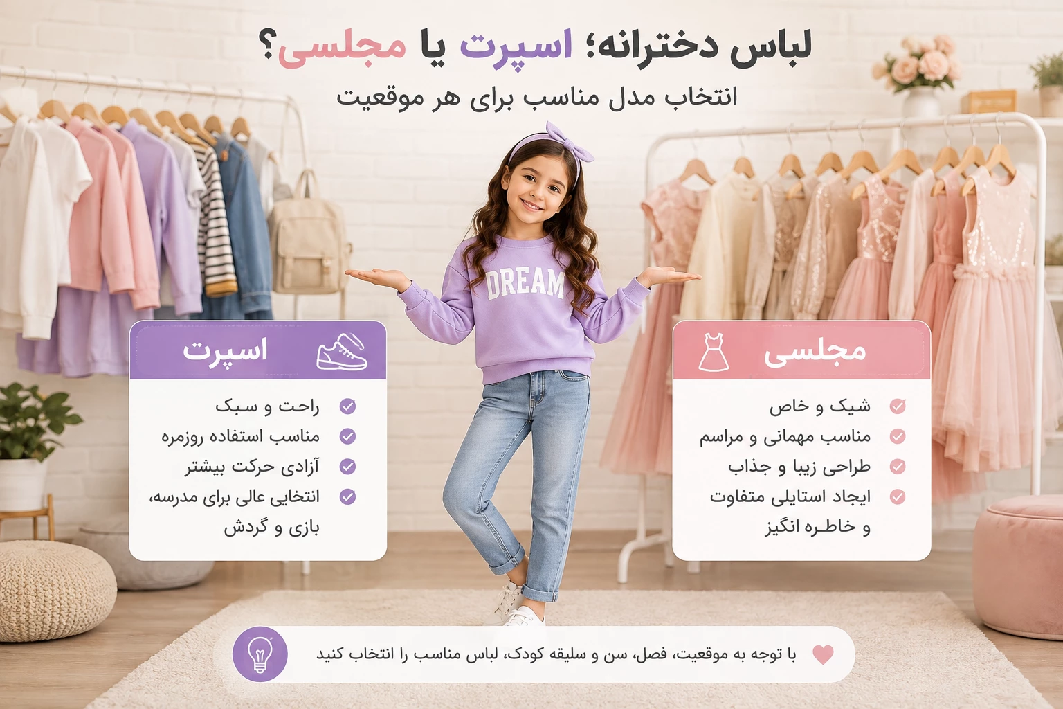 لباس دخترانه اسپرت یا مجلسی