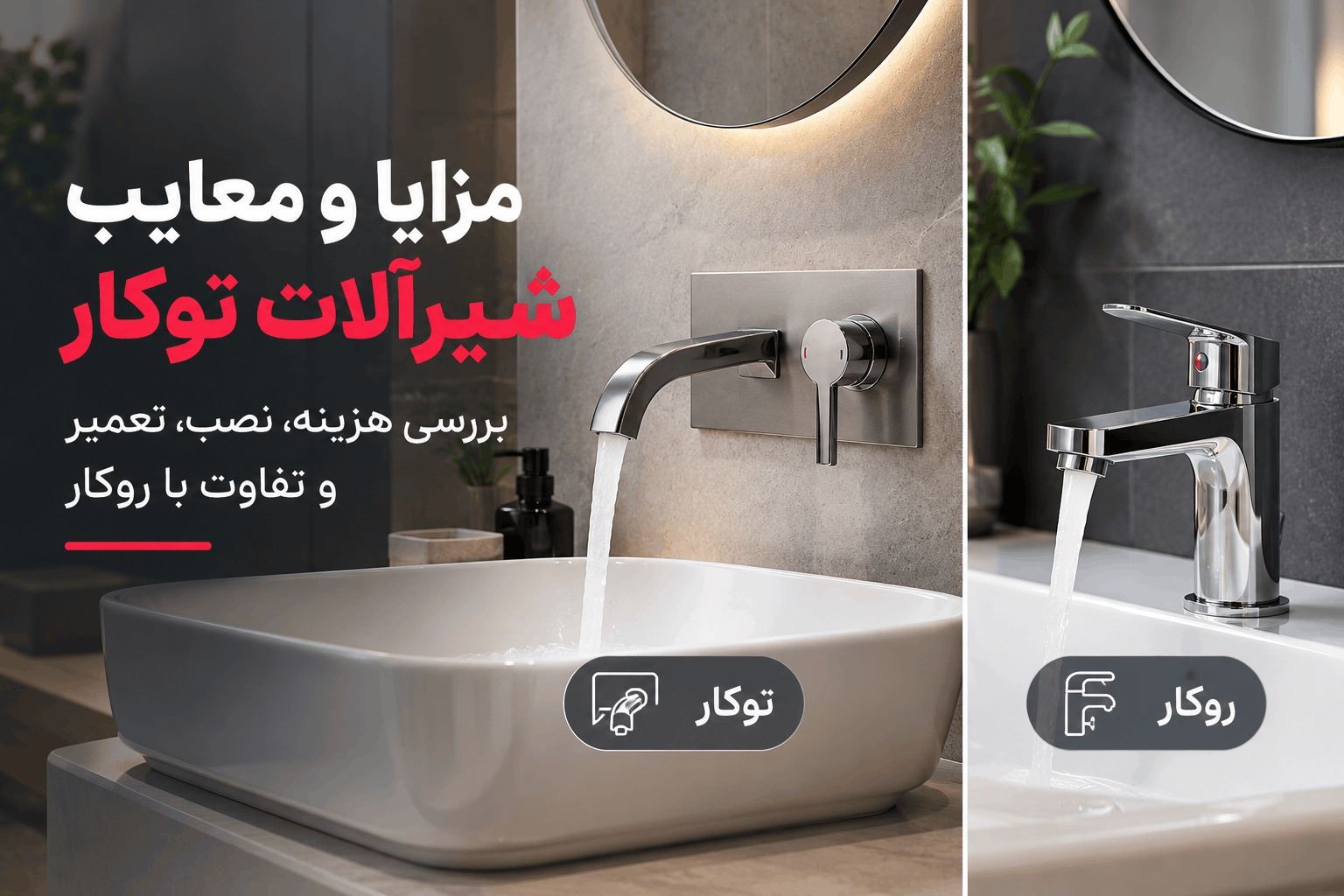 مزایا و معایب شیرآلات توکار؛ بررسی هزینه، نصب، تعمیر و تفاوت با شیرآلات روکار